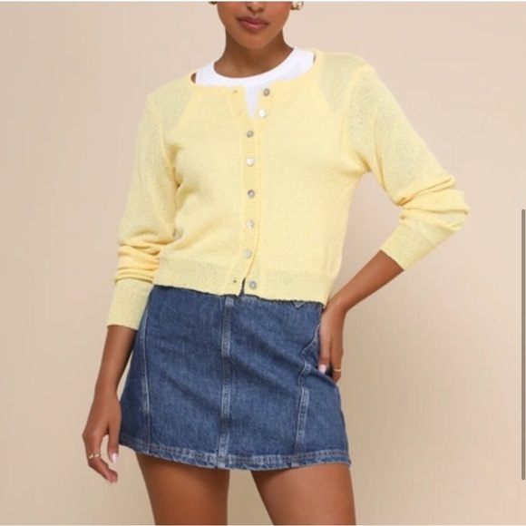 Pristinely Cute Lulus Light Yellow Button-Up Cardigan - Picture 2 of 6
